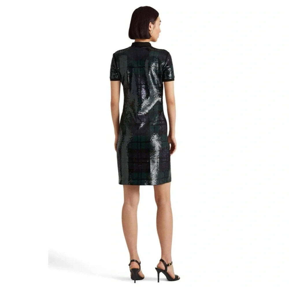 LAUREN RALPH LAUREN Plaid Sequined Polo Dress, XS Small NWT - Picture 4 of 11